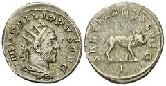 Philippus I AR Antoninianus, Lion reverse Philippus I Arabs (244-249 AD). AR Antoninianus (21-22 mm, 4.37 g), Rome, 248. Obv. IMP PHILIPPVS AVG, Radiate, draped and cuirassed bust to right. Rev. SAECV