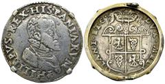 Filippo II AR Scudo Italia, Milano. Filippo II di Spagna (1554-1598). AR Scudo o Ducatone (40 mm, 37.05 g). In montatura. BB.