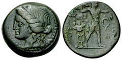Messene AE Hemiobol, late 2nd century BC Messenia, Messene. AE Hemiobol (Hexachalkon) (20 mm, 6.97 g), late 2nd century BC. Dion, magistrate. Obv. Wreathed head of Demeter to left. Rev. Zeus standing 