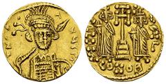 Constantine IV Pogonatus AV Solidus, Constantinopolis Constantine IV Pogonatus, with Heraclius and Tiberius (668-685 AD). AV Solidus (19 mm, 4.40 g), Constantinopolis, 668-673. Obv. d N COITANЧS P, He