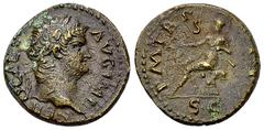 Nero AE Semis, Roma reverse Nero (54-68 AD). AE Semis, Rome, 62-68. Obv. NERO CAES AVG IMP, Laureate head to right. Rev. TR POT P P, Roma seated to left on cuirass, holding wreath and parazonium, vari