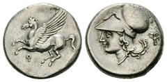 Corinth AR Stater, c. 300 BC Corinth, Corinthia. AR Stater (20 mm, 8.15 g), c. 300 BC. Obv. Pegasos flying left, Ϙ below. Rev. Head of Athena left, wearing corinthian helmet; kantharos behind. Ravel 1