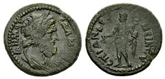 Sala AE17, Demos / Hermes, 2nd Century Sala, Lydia. Pseudo-autonomous AE17 (3.00 g), time of Hadrianus and Antoninus Pius. Obv. ΔHMOC CAΛHNΩN, laureate and draped bust of bearded Demos right. Rev. ЄΠI