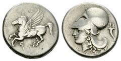 Corinth AR Stater, c. 375-300 BC Corinth, Corinthia. AR Stater (21-22 mm, 8.44 g), c. 375-300 BC. Obv. Pegasos flying left, Ϙ below. Rev. Head of Athena wearing corinthian helmet left; behind, cornuco