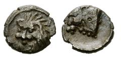 Hekatomnos AR Hemiobol, c. 392-376 BC Satraps of Caria. Hekatomnos (392/1-377/6 BC). AR Hemiobol (7-8 mm, 0.34 g). Obv. Head of roaring lion left. Rev. Head of bull left. Troxell 4. Rare. Darkly toned