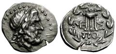 Messene AR Hemidrachm, c. early 80s BC, very rare and ex BCD Messene, Messenia. AR Hemidrachm (15-16 mm, 2.42 g), c. early 80s BC. Obv. Diademed head of Zeus right. Rev. Tripod metween ME-Σ; below, ΠO