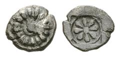Erythrai AR Hemiobol, c. 480-450 BC Erythrai, Ionia. AR Hemiobol (7 mm, 0.31 g), c. 480-450 BC. Obv. Rosette ornament with central dot. Rev. Flower ornament within circle, all within rectangular incus