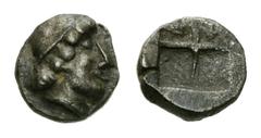 Kolophon (?) AR Tetartemorion, 5th Century BC Kolophon (?), Ionia. AR Tetartemorion (5 mm, 0.19 g), 5th Century BC. Obv. Archaic female head right. Rev. Quadratum incusum. Klein KM 364. Sharp strike a