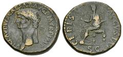 Claudius AE Dupondius, Ceres reverse Claudius (41-54 AD). AE Dupondius (28 mm, 16.54 g), provincial mint (Balkan?). Obv: TI CLAVDIVS CAESAR AVG P M TR P IMP P P, bare head left. Rev: CERES AVGVSTA, Ce