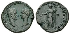 Macrinus and Diadumenianus, Markianopolis Macrinus and Diadumenianus (217-218 AD). AE27 mm, (12.96 g), Markianopolis, Moesia inferior. Obv. AYT K M OΠEΛ CEV MAKPEINOC K M OΠEΛ ANTΩNEINOC, laureate hea