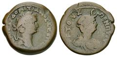 Domitianus AE Diobol, Alexandria Domitianus (81-96 AD). AE Diobol (22 mm, 6.76 g), Alexandria, Egypt. 91-92 AD. Obv. AYT KAICAP ΔOMIT CЄB ΓЄPM, laureate head right. Rev. ETOYZ ΠEMΠTOY, draped bust of 