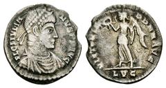 Iulianus II AR Siliqua Iulianus II (360-363 AD). AR Siliqua (18 mm, 1.84 g), Lugdunum (Lyon). Obv. FL CL IVLIANVS P P AVG, pearl-diademed and draped bust right. Rev. VICTORIA DD NN AVG, Victoria walki