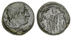 Sardis AE16, 2nd to 1st Century BC Sardis, Lydia. AE16 (5.45 g), 2nd to 1st Century BC. Obv. Head of Herakles right. Rev. ΣAPΔIANΩN / HPAIOΣ, Apollo left, holding bird and branch. SNG Cop. 493; BMC 36