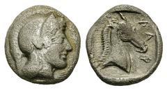 Pharsalos AR Hemidrachm Pharsalos, Thessaly. AR Hemidrachm (14 mm, 2.73 g), mid-late 5th Century BC. Obv. Helmeted head of Athena right. Rev. Φ-A-R around horse head right. BCD Thessaly 178 (same reve