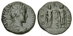 Caracalla Assarion, Boiai Caracalla (197-217 AD). AE Assarion (20 mm, 5.09 g), Boiai, Peloponnesos. Obv. MAP AYPH ANTWNINOC, laureate, draped and cuirassed bust right, seen from behind. Rev. BOIATWN, 