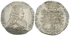 Milano, AR Filippo 1694 Italia, Milano. Carlo II. (1675-1700). AR Filippo 1694 (41-42 mm, 27.72 g). Av. CAROLVS II REX HISPANIARVM, Busto drappeggiato e corazzato a destra, con colletto rigido e masch