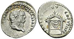 Titus AR Denarius, RIC II 124 Titus (79-81 AD). AR Denarius (19 mm, 3.53 g), Roma (Rome), 80 AD. Obv. IMP TITVS CAES VESPASIAN AVG P M, laureate head right. Rev. TR P IX IMP XV COS III P P, draped thr