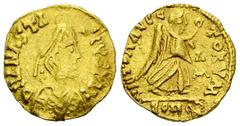 Burgundians, AV Tremissis Burgundians. AV-Tremissis (13 mm, 1.48 g), after 507. In the name of Anastasius I. Obv. D N ANASTASIVS P AVC, Draped and diademed bust right. Rev. VICTOR AVGGTORVM, Victory a