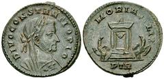 Divus Constantius I AE Follis, Trier Divus Constantius I (died 306 AD). Under Constantinus I. AE Follis (26 mm, 6.84 g), Treveri (Trier), c. 307-308 AD. Obv. DIVO CONSTANTIO PIO, laureate, veiled, and