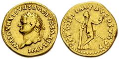 Titus Aureus, Venus reverse Titus (79-81 AD). Aureus (19 mm, 7.13 g), Roma (Rome), 79 AD. Obv. IMP TITVS CAES VESPASIAN AVG, laureate head left. Rev. TR P VIIII IMP XV COS VII P P. Venus standing righ