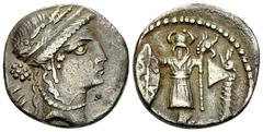 Iulius Caesar AR Denarius, 48 BC Iulius Caesar (49-44 BC). AR Denarius (18 mm, 3.86 g), miliary mint moving with Caesar, 48 BC Obv. Head of Venus right, wearing oak wreath and diadem, LII behind. Rev.