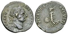 Vitellius AR Denarius, Victory reverse Vitellius (69 AD). AR Denarius (18 mm, 3.36 g), Lugdunum (Lyon). Obv. A VITELLIVS IMP GERMAN, laureate head right. Rev. VICTORIA AVGVSTI, Victory flying left, ho
