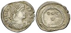 Valens AR Siliqua, Constantinopolis mint Valens (364-378 AD). AR Siliqua (18-20 mm, 1.72 g), Constantinopolis mint, 364-367 AD. Obv. D N VALENS P F AVG, Pearl-diademed, draped and cuirassed bust right