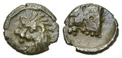Hekatomnos AR Hemiobol, c. 392-376 BC Satraps of Caria. Hekatomnos (392/1-377/6 BC). AR Hemiobol (7-8 mm, 0.34 g). Obv. Head of roaring lion left. Rev. Head of bull left. Troxell 4. Rare. Darkly toned