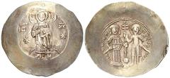 Manuel I Comnenus EL Aspron Trachy Manuel I Comnenus (1143-1180). EL Aspron Trachy (33 mm, 4.21 g), Constantinopolis (Istanbul). Obv. IC - XC, Christ Pantokrator standing facing on dais; two stars fla