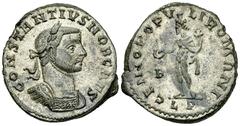 Constantius I AE Nummus, Lugdunum mint, very rare Constantius I as Caesar (293-305 AD). AE Nummus (28–29 mm, 8.02 g). Lugdunum (Lyons), c. 299. Obv. CONSTANTIVS NOB CAES, Laureate and cuirassed bust r