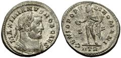 Galerius Follis, Treveri (Trier) mint Galerius as Caesar (293-305 AD). AE Follis (27-28 mm, 11.07 g), Treveri (Trier) c. 302/303 AD. Obv. MAXIMIANVS NOB CAES, Laureate and cuirassed bust right. Rev. G