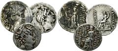 Seleukid Kings, Lot of 3 AR Tetradrachms Seleukid Kings of Syria. Lot of three (3) AR Tetradrachms. Demetrios I Soter Antiochos VII Euergetes Philippos Philadelphos Fine/very fine. (3)