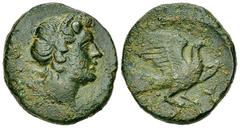 Kythera AE Tetrachalkon, circa 100-50 BC Kythera , island off Lakonia. AE Tetrachalkon (19 mm, 6.36 g), circa 100-50 BC. Obv. Head of Aphrodite to right. Rev. Dove flying right, holding wreath in its 