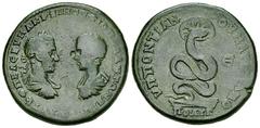 Macrinus and Diadumenianus, Markianopolis Macrinus and Diadumenianus (217-218 AD). AE27 mm, (12.90 g), Markianopolis, Moesia inferior. Obv. AYT K OΠEΛ CEV MAKPEINOC K M OΠEΛ ANTΩNEINOC, laureate and d