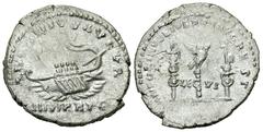 Marcus Aurelius AR Denarius Marcus Aurelius and Lucius Verus (161-169 AD). AR Denarius (20 mm, 2.81 g), Restitution issue for Marc Antony. Obv. ANTONINVS AVGVR III VIR R P C, galley left. Rev. ANTONIN