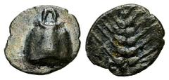Orchomenos AR Hemiobol, ex BCD Boiotia, Orchomenos. AR Hemiobol (8-9 mm, 0.36 g), Late 5th century-364 BC. Obv. Half wheat grain, sprouting end upward: Rev. Wheat ear upward. SNG Cop. 203var. Rare. Go