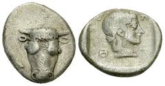 Phokis AR Triobol, c. 460-457 BC Phokis, Federal Coinage. AR Triobol (13-15 mm, 2.83 g), c. 460-457 BC. Obv. Head of bull facing. Rev. Φ-O-K-I, Head of Artemis right within incuse square. BCD 229. Abo