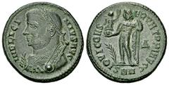 Licinius I AE Nummus, Nicomedia Licinius I (308-324 AD). AE Nummus (19 mm, 3.52 g), Nicomedia, 317-320 AD. Obv. IMP LICINIVS AVG, Laureate, draped bust left, globe, sceptre in left hand, mappa in righ