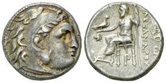 Alexander III Drachm, Magnesia mint Kings of Macedon. Alexander III "the Great" (336-323 BC). AR Drachm (17 mm, 4.16 g), Magnesia mint. Obv. Head of Herakles right, wearing lion's skin. Rev. Zeus Aëto