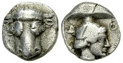 Phokis AR Triobol, c. 449-447 BC Phokis, Federal Coinage. AR Triobol (12-13 mm, 2.61 g), c. 449-447 BC. Obv. Head of bull facing. Rev. Φ-O-K-I, Head of Artemis right within incuse square. Williams 215
