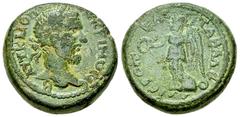 Macrinus AE20, Hierapolis-Kastabala Macrinus (217-218 AD). AE20 (9.05 g), Hierapolis-Kastabala. Obv. AΥT K M OΠ MAKΡINOC CEB, laureate head to right. Rev. IEPOΠ KACTABAΛEΩN, Nike advancing left, holdi