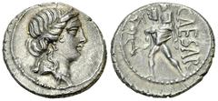 Iulius Caesar AR Denarius, Aeneas reverse Iulius Caesar (+ 44 BC). AR Denarius (18 mm, 3.71 g), uncertain Asia Minor mint, 48-47 BC. Obv. Diademed head of Venus right. Rev. CAESAR, Aeneas advancing le