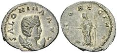 Salonina AR Antoninianus Salonina (254-268 AD). AR Antoninianus (21-23 mm, 3.61 g), Roma (Rome), 257-258. Obv. SALONINA AVG, diademed and draped bust right, on crescent. Rev. IVNO REGINA, Juno standin