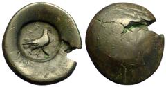 Olympia countermarked AE Unit, ex BCD Olympia (for countermark), undertype: Achaean League. AE Unit (20 mm, 4.21 g), after 146 BC. Obv. Flat, countermark: eagle standing right with wings closed, in fi