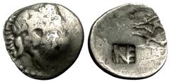 Elis (under the Achaean League) AR Hemidrachm with Nerva countermark, unique? Elis , under the Achaean League. AR Hemidrachm (16 mm, 1.83 g), c. 40s-30s BC. Obv. Laureate head of Zeus right, KAΛΛIΠΠ b