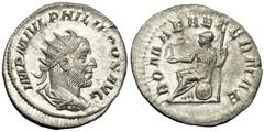 Philippus I Arabs Antoninianus, Roma reverse Philippus I Arabs (244-249 AD). AR Antoninianus (2.74 g, 21-23 mm), Roma (Rome), 244-247 AD. Obv. IMP M IVL PHILIPPVS AVG, Radiate, draped and cuirassed bu