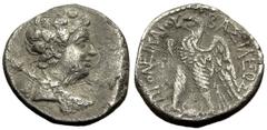 Uncertain Ptolemaic King Didrachm, rare Uncertain Ptolemaic King . AR Didrachm (5.89 g), late 2nd Century BC. Obv. Draped bust of youthful Dionysos right, crowned with ivy, thyrsus over left shoulder.
