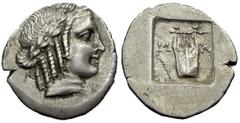 Masikytes AR Hemidrachm, c. 48-23 BC Masikytes , Lycia. AR Hemidrachm (15-16 mm, 11.88 g), c. 48-23 BC (?). Obv. Laureate head of Apollo right. Rev. Lyra; in fields, M-A; to left, palm; all within inc