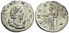 Salonina Antoninianus, Iuno reverse Salonina (253-268 AD). AR Antoninianus, Roma (Rome), 253-256 AD. Obv. SALONINA AVG, diademed bust on crescent right. Rev. IVNO REGINA, Juno standing left, holding s