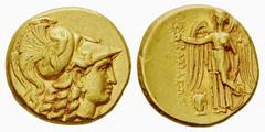 Philip III Arrhidaios AV Stater, Babylon mint Kings of Macedon. Philip III Arrhidaios (323-317 BC). AV Stater (8.56 g), Babylon mint. Obv. Head of Athena wearing Corinthian helmet to right. Rev. ΒΑΣΙΛ